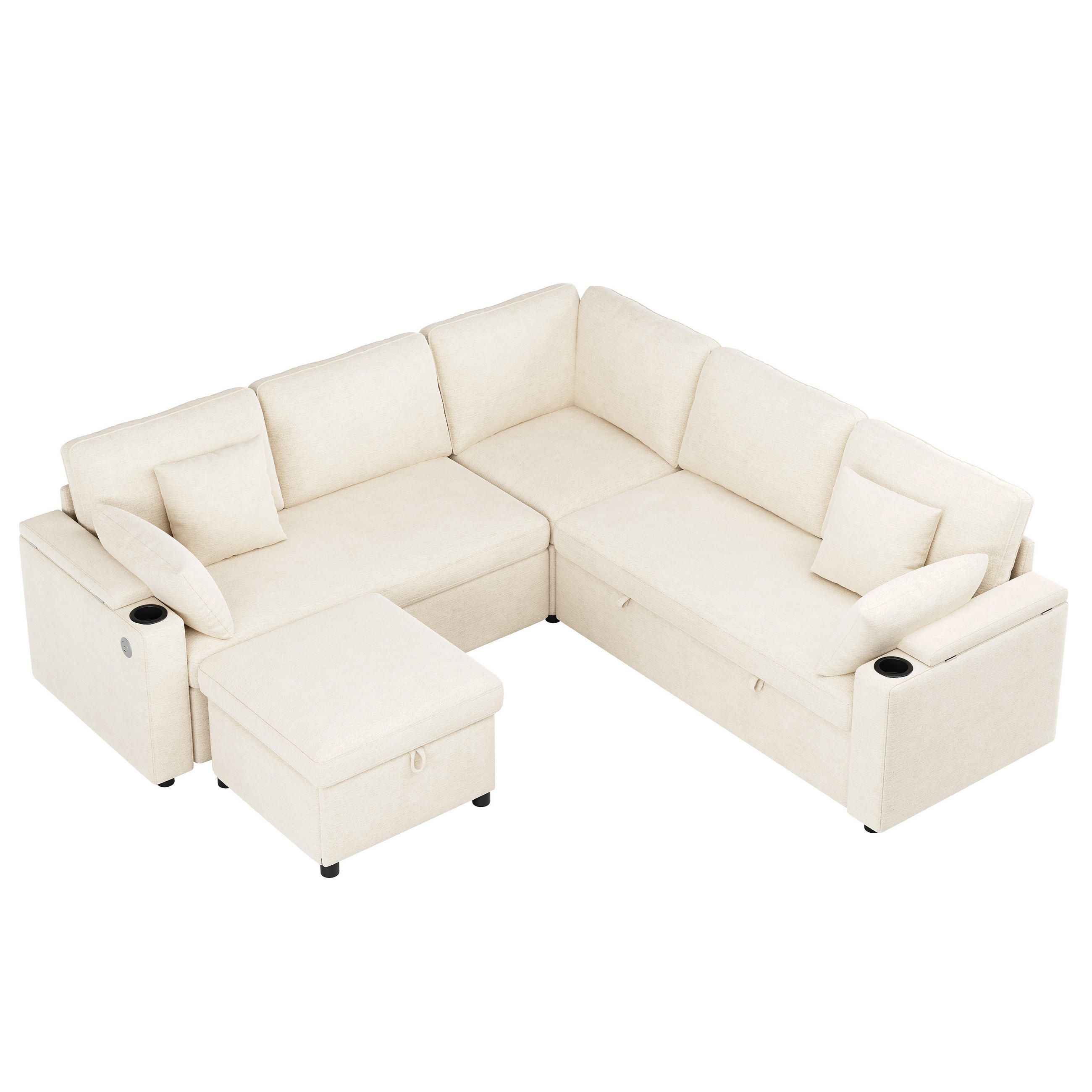 Evryae Ecksofa Beige 204x204 cm