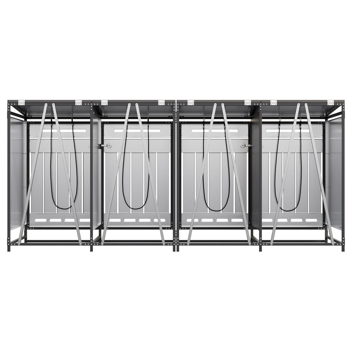 MÜLLTONNENBOX 4er-Set mit Hydraulischem Deckel Holzoptik - Grau, Metall (262/110/79cm) - PARAFTA HOME