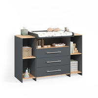 WICKELKOMMODE Torino Anthrazit/Goldkraft Eiche mit 3 Schubladen - Honigeiche/Anthrazit, Holzwerkstoff (143.2/93/53.1cm) - Livinity®