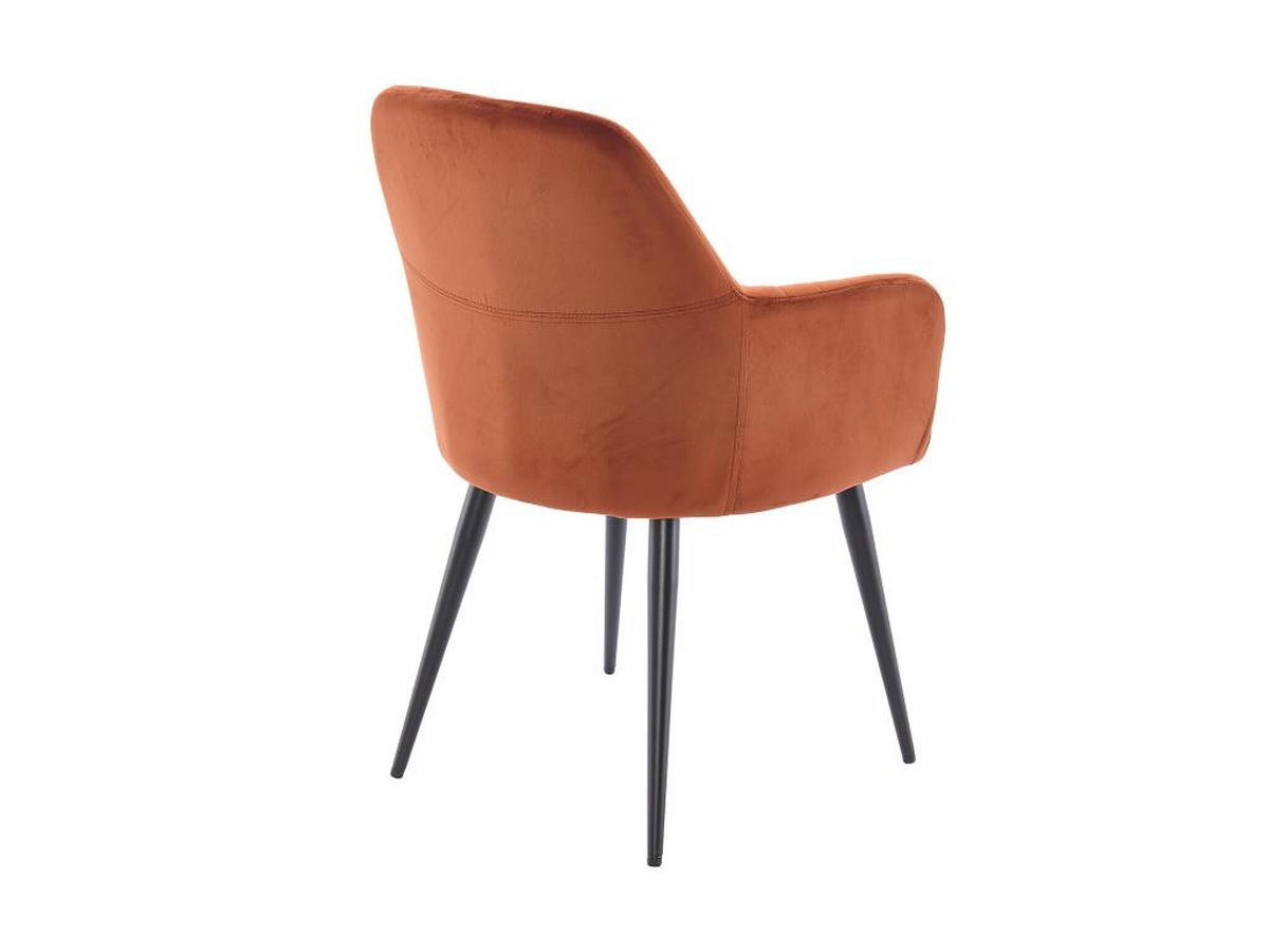 STUHL mit Armlehnen 6er-Set - Samt und schwarzes Metall - Terracotta - ELEANA - Braun, Textil (59/82/58cm) - Vente-Unique