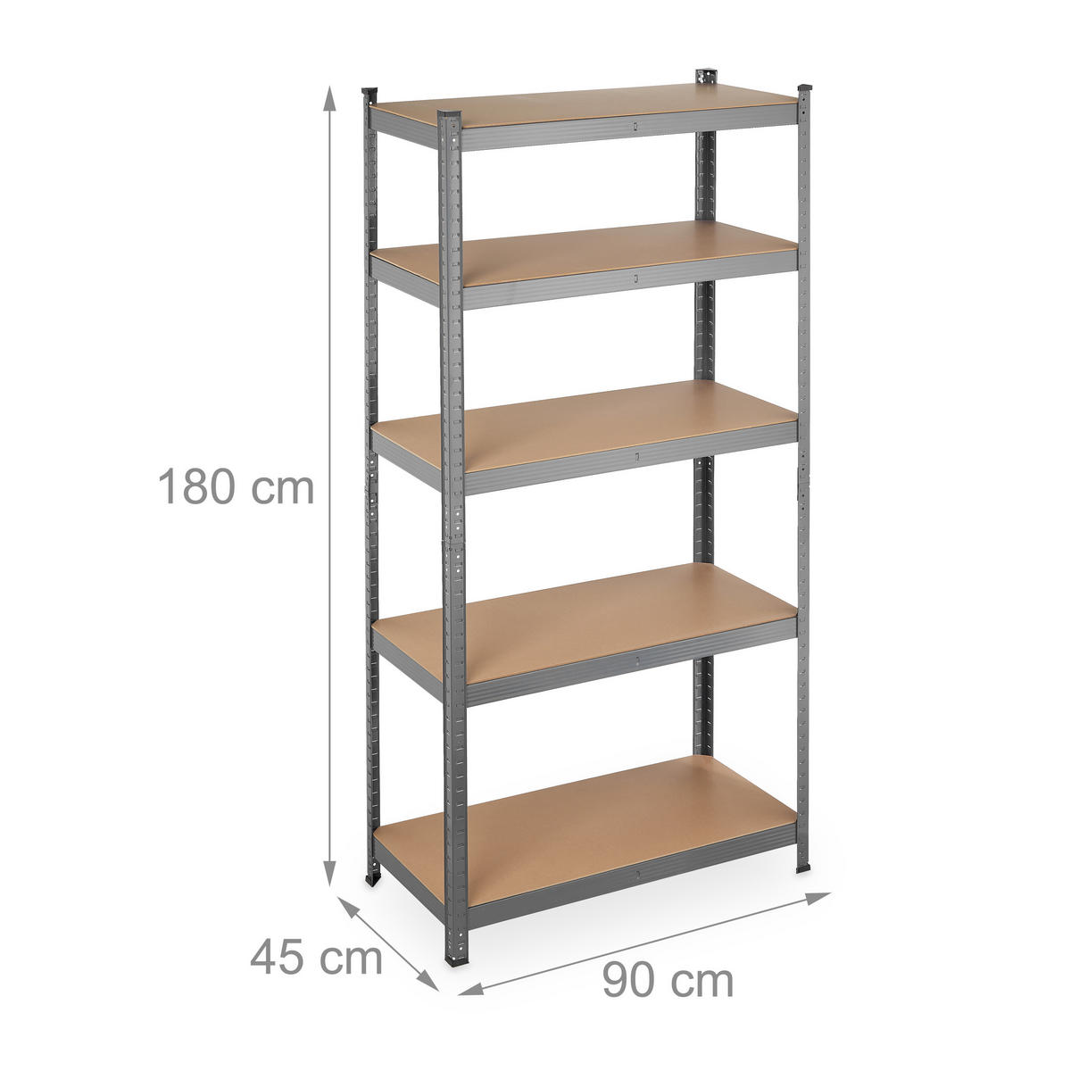 SCHWERLASTREGAL - Multicolor, Holzwerkstoff/Metall (90/180/45cm) - Relaxdays
