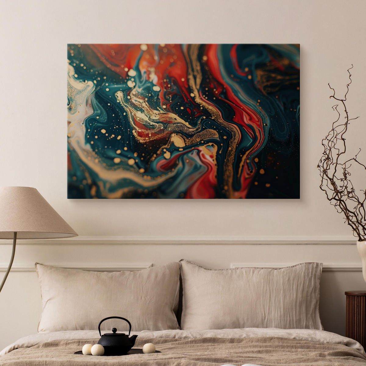 WANDBILD für Büro MARMOR Moderne Abstraktion Glamour Stil 100/70 cm - Schwarz/Grün, Textil (100/70cm) - Muralo