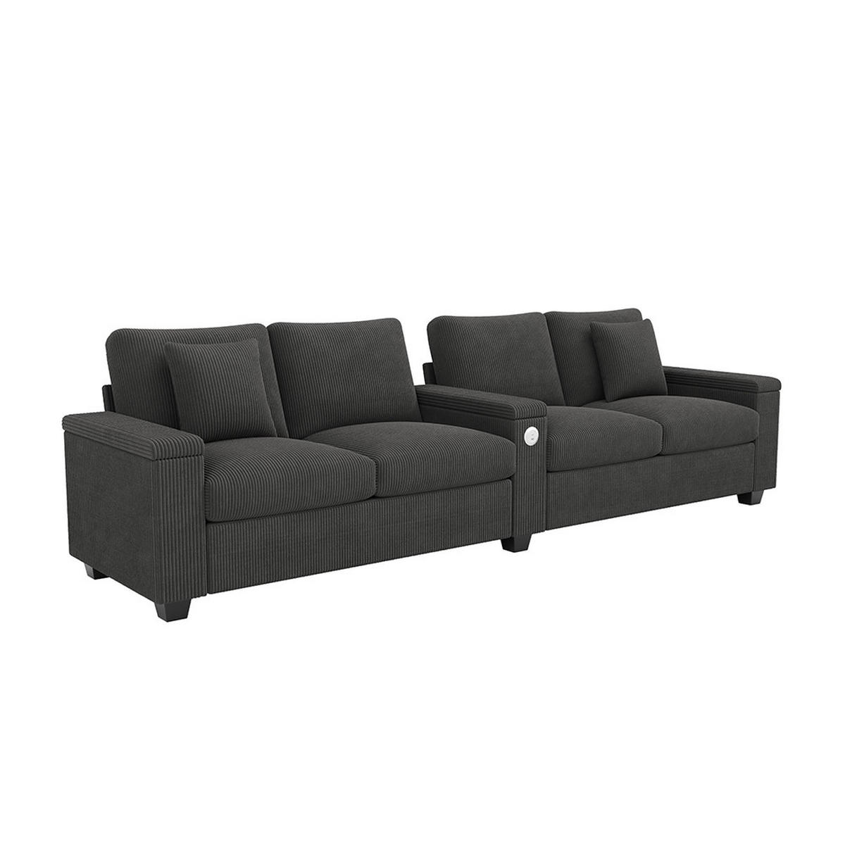 4-SITZER-SOFA mit Ladefunktion in Grau - Grau, Textil (80/82.7/299cm) - KOMHTOM