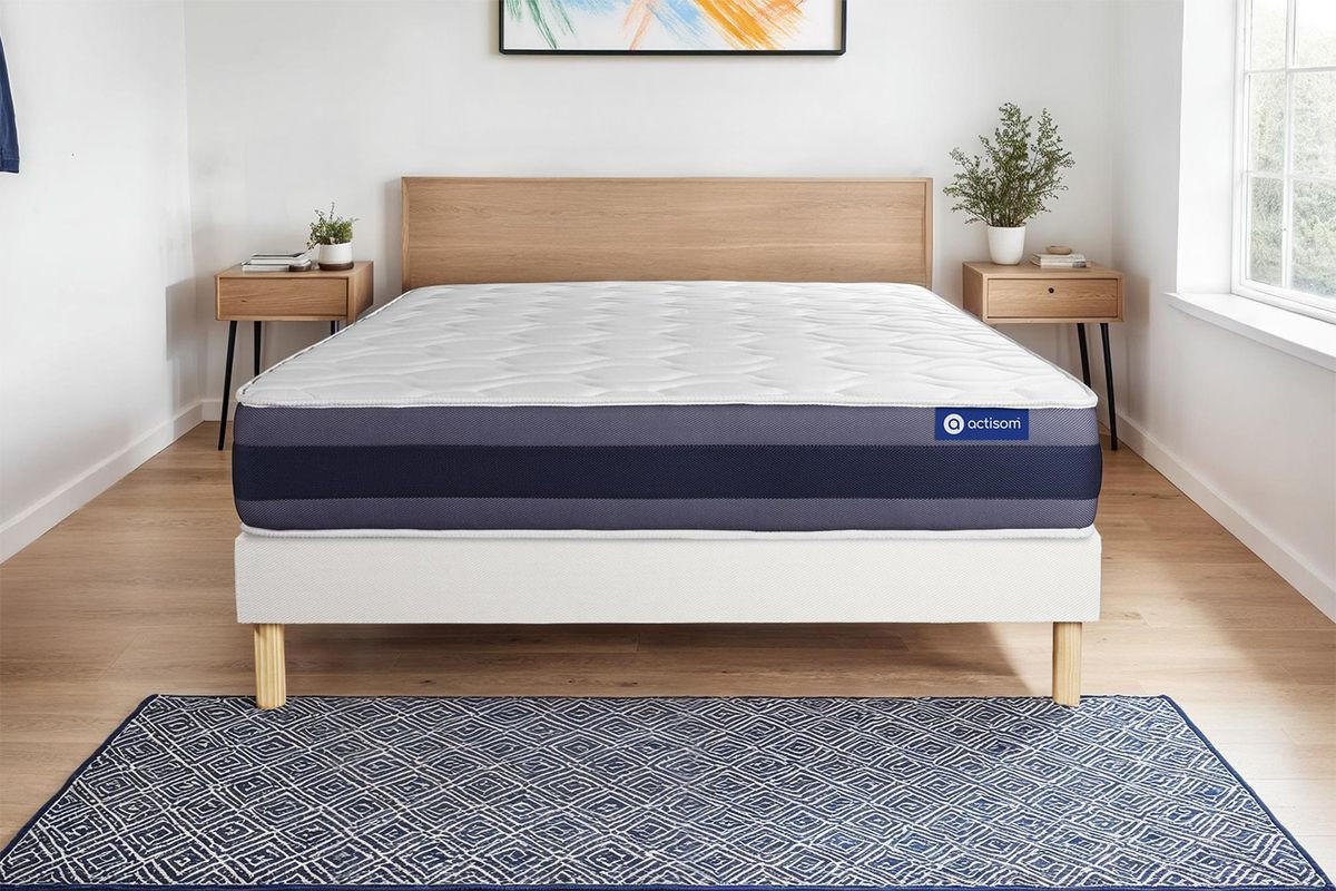 BETT Actimemo morpho Memory-Schaum 90 x 200 cm h1 - Kit Bettgestell Weiß - Beige/Weiß, Karton/Holz (90/200cm) - ACTISOM