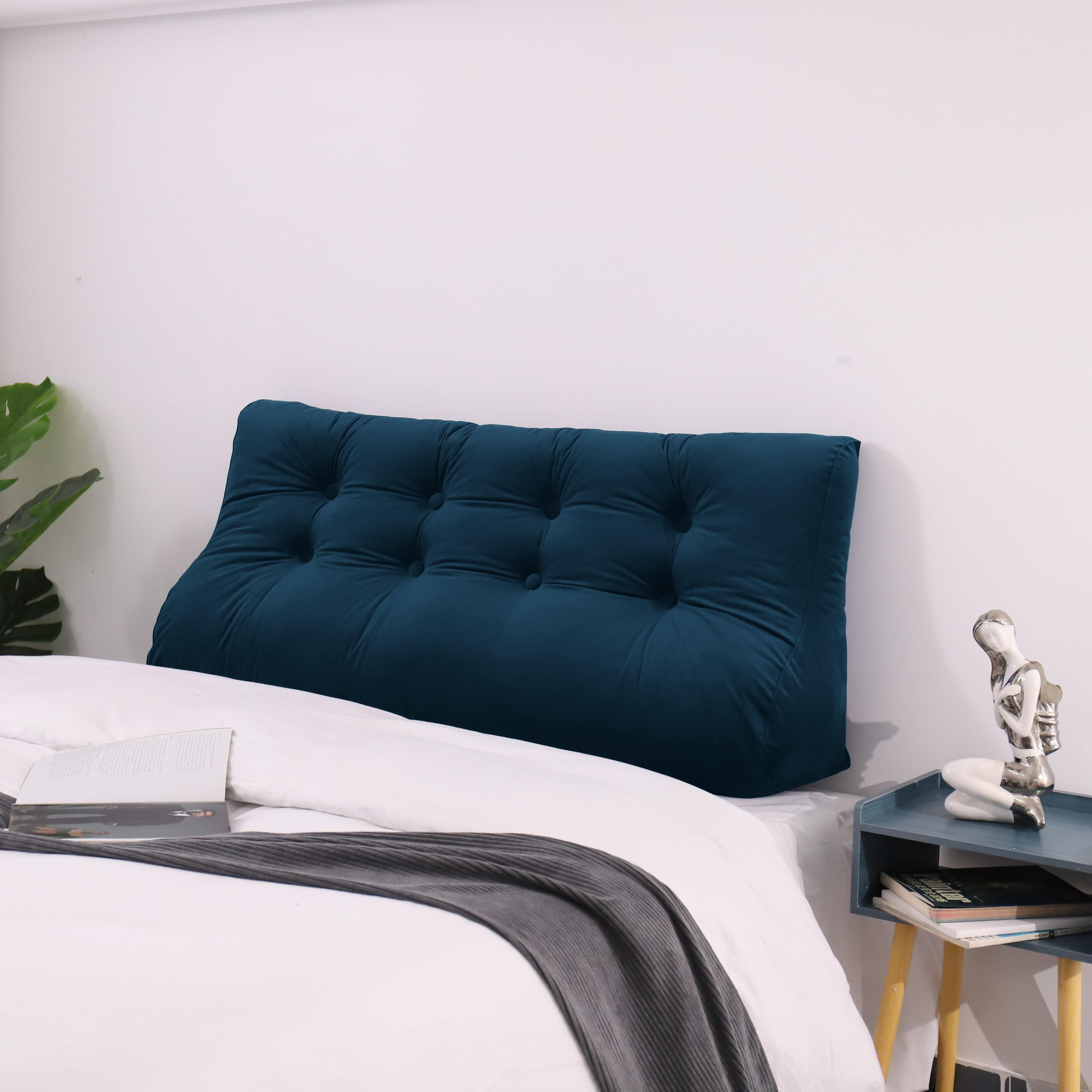 RÜCKENKISSEN Körperkontur Samtlook Blau 120 cm - Blau, Textil (55/120cm) - Vercart