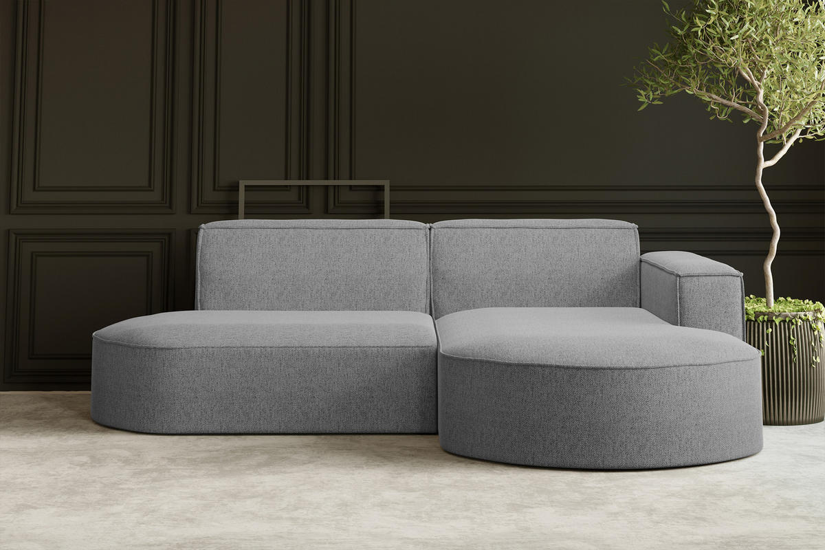 ECKSOFA MODENA L STUDIO Stoff Verita Stahl Rechts - Dunkelgrau, Holz (236/165cm) - Kaiser Möbel