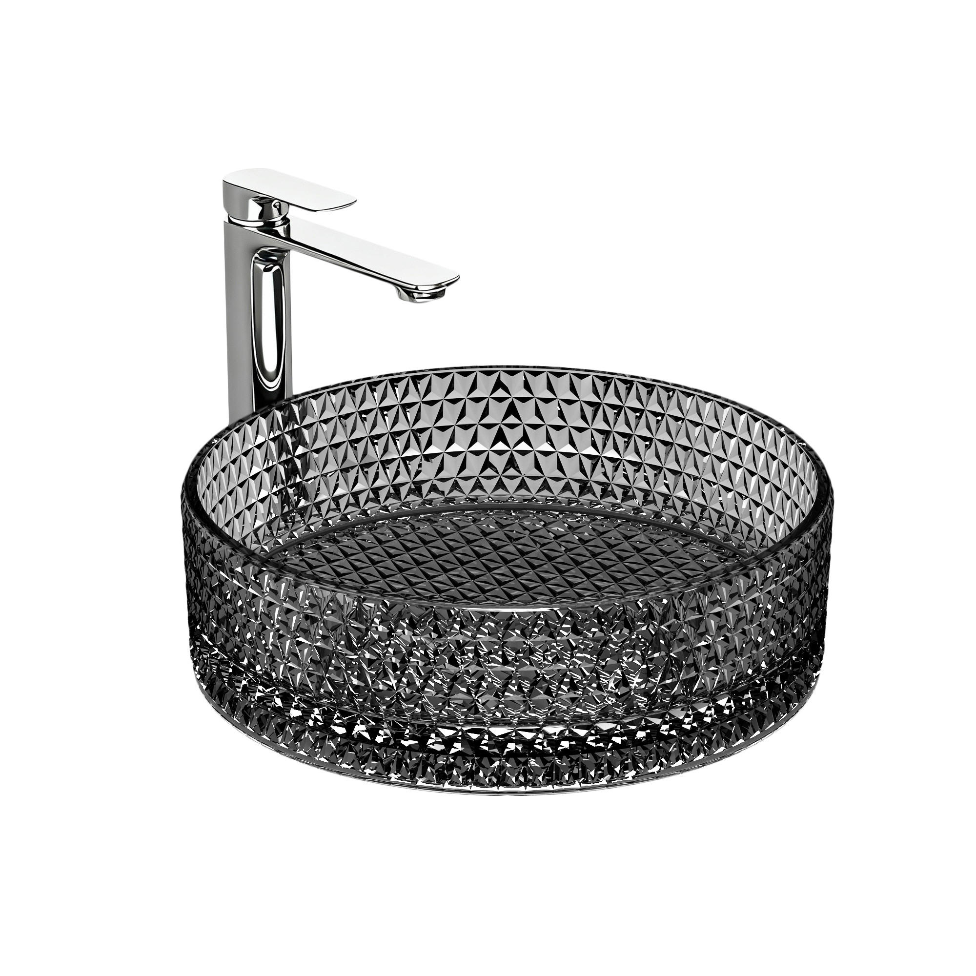 WASCHBECKEN Glas Schwarzes Rund 36/ 36/ 11,2 cm - Schwarz, Glas (36/11.2/36cm) - EMKE