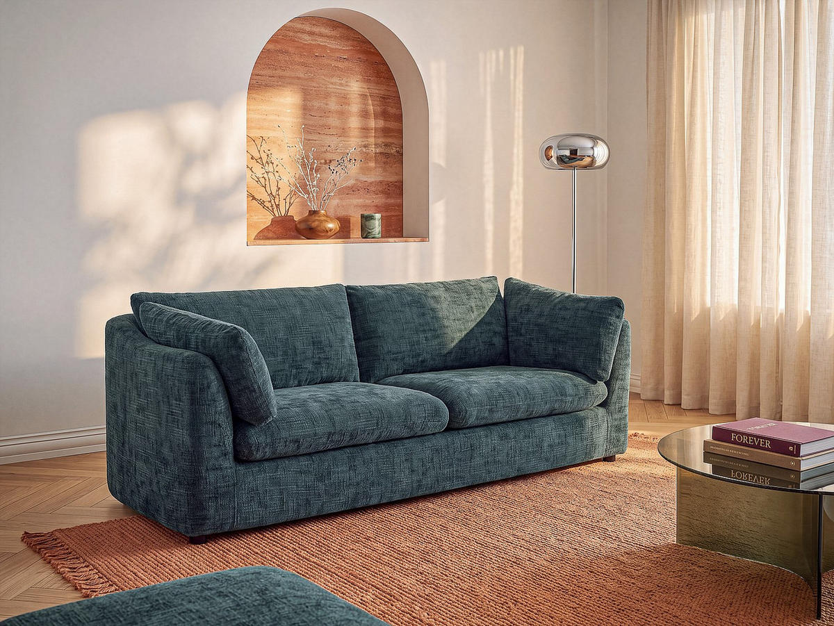 SOFA - 3 Personen - stoff - grün Nurabi - Grün, Textil (228/79/92cm) - Vente-Unique