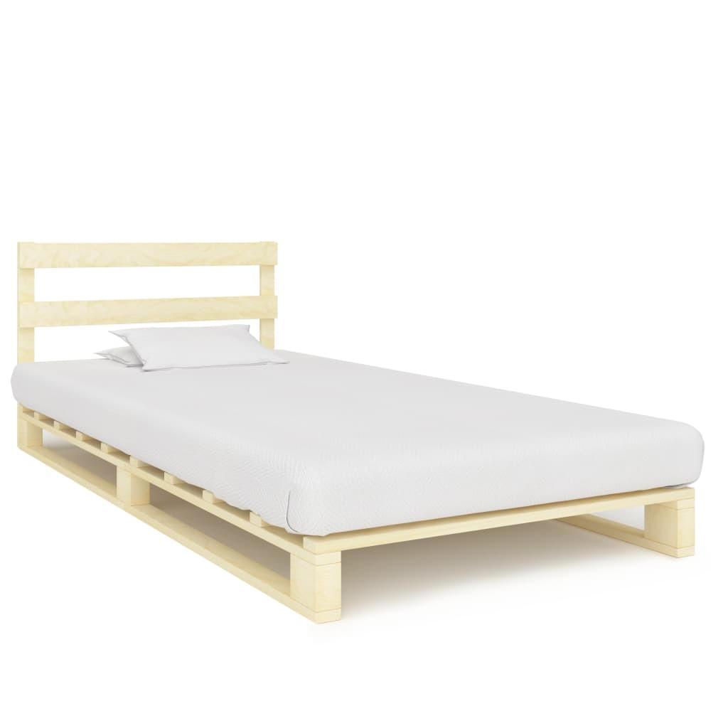 PALETTENBETT Massivholz Kiefer 90×200 cm - Braun, Holz - furnicato