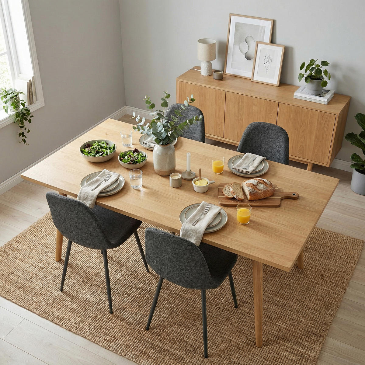 ESSZIMMERSTÜHLE 4er Set Webstoffbezug Grau - Grau, Metall (40.5/85/41.5cm) - Meubles Cosy