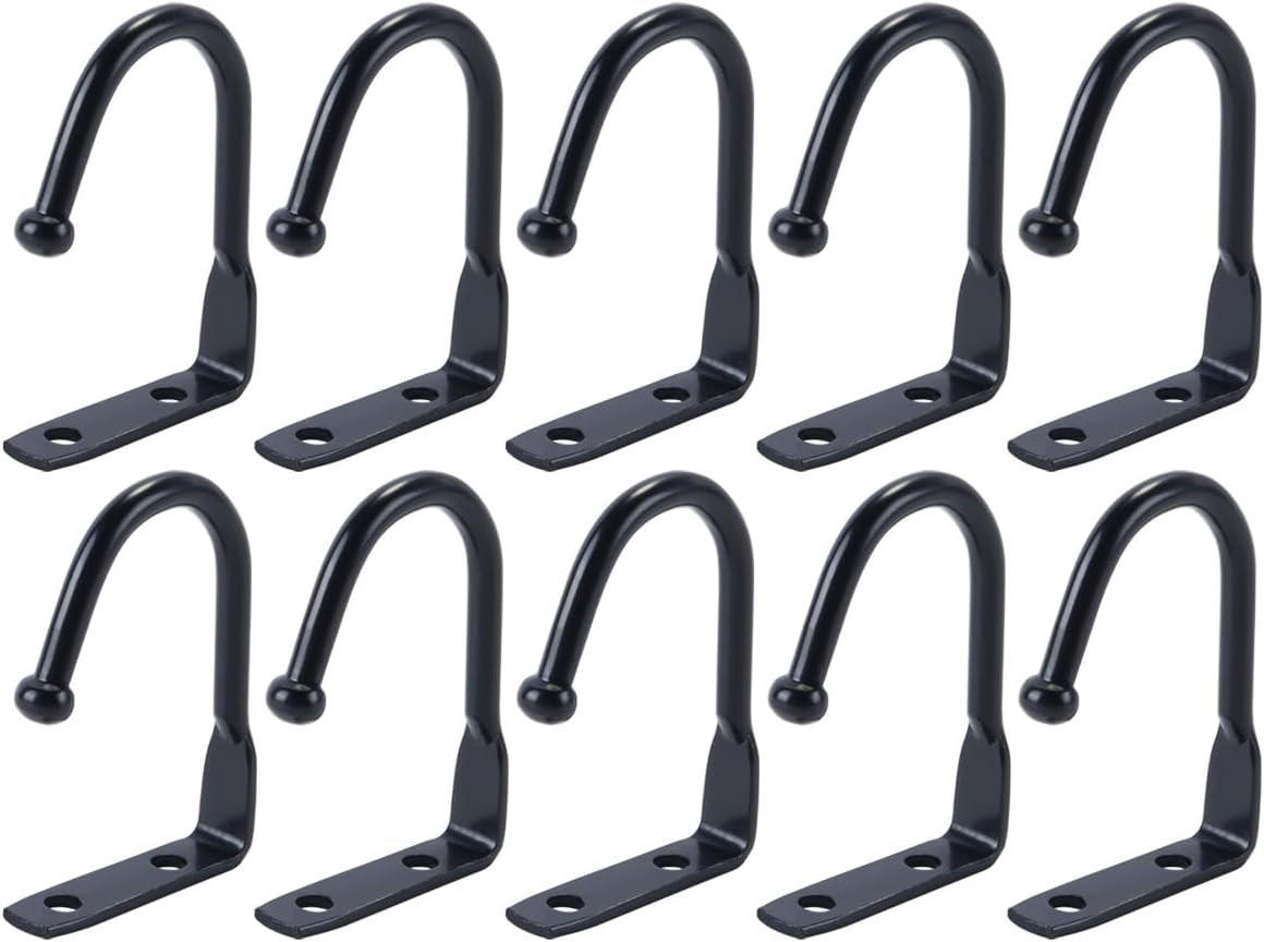 HANDTUCHHAKEN , Set mit 10 Unterschrankhaken - Schwarz, Metall (4.5/2/5.5cm) - BELZ