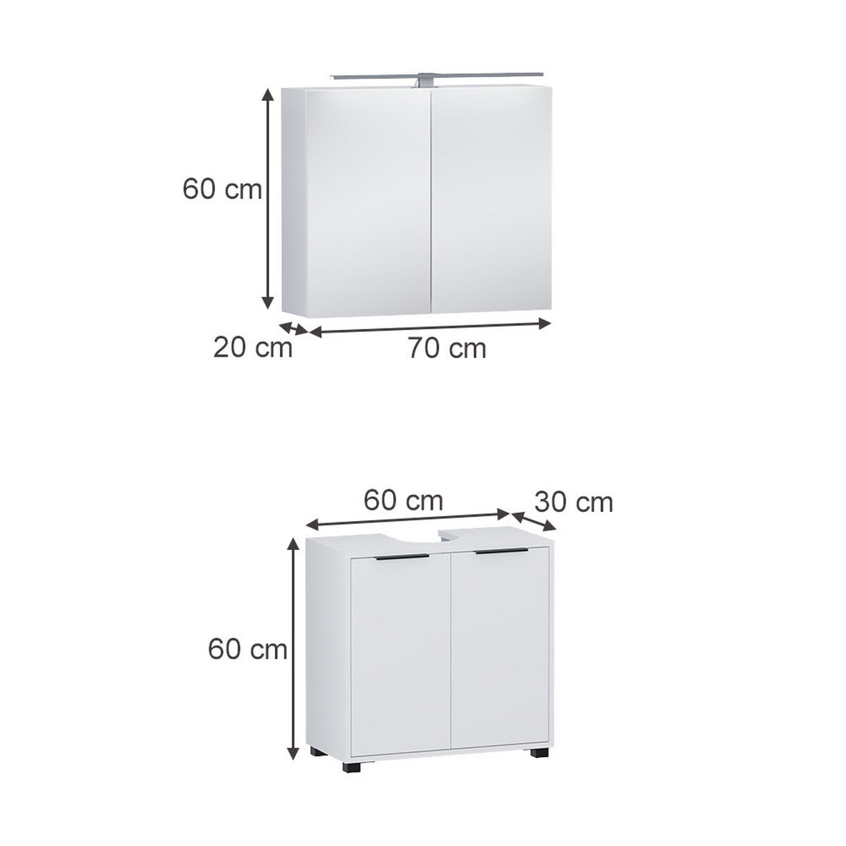 BADMÖBEL-SET Alina Weiß 2 Teile - Weiß, Holzwerkstoff (60/60/30cm) - Vicco
