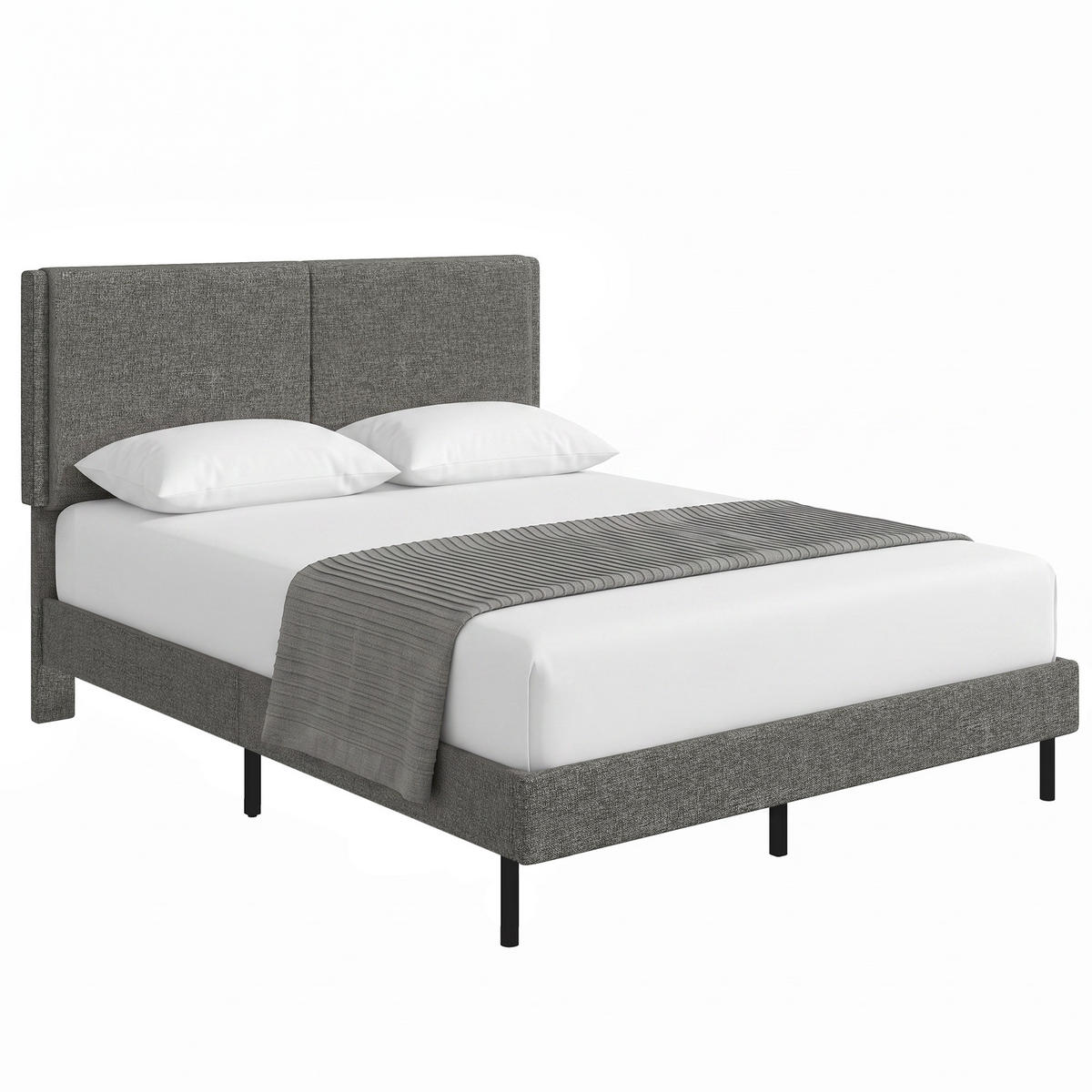 BETT Grau 140/190 cm - Grau, Textil/Metall - PANGIVO