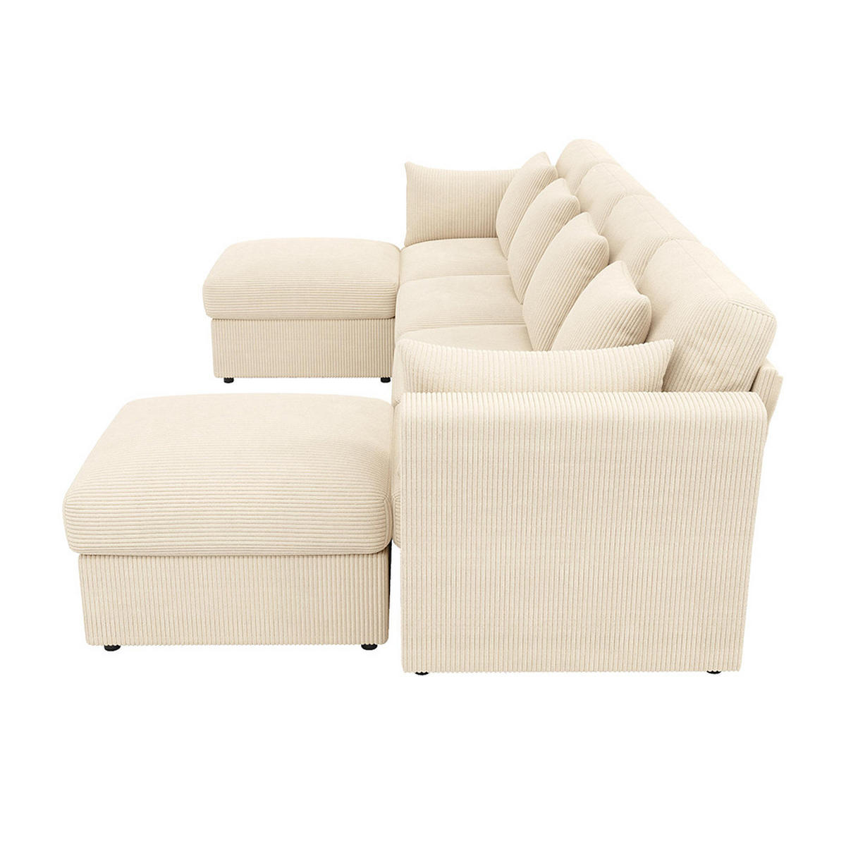 ECKSOFA,SECHSSITZER-SOFA mit verstellbaren Armlehnen in Beige - Beige, Textil (159.5/290cm) - KOMHTOM