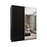 SCHWEBETÜRENSCHRANK 245,5/200/64 2-türig - Goldfarben/Schwarz, Holz/Metall (200/245/64cm) - Abiks Möbel