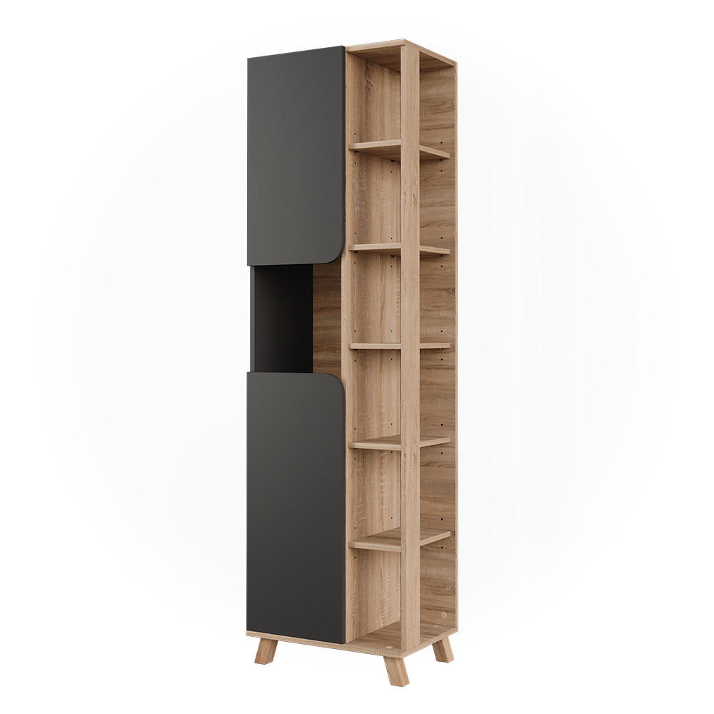 H&Ouml;GT SK&Aring;P Karen Sonoma/antracit 50x175 cm med 2 d&ouml;rrar Sonoma ek, Antracit 175/50/35 cm