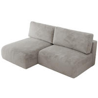ECKSCHLAFSOFA VIVO L Hellgrau Plüsch - links - Hellgrau/Schwarz, Kunststoff/Textil (223/150cm) - MKS