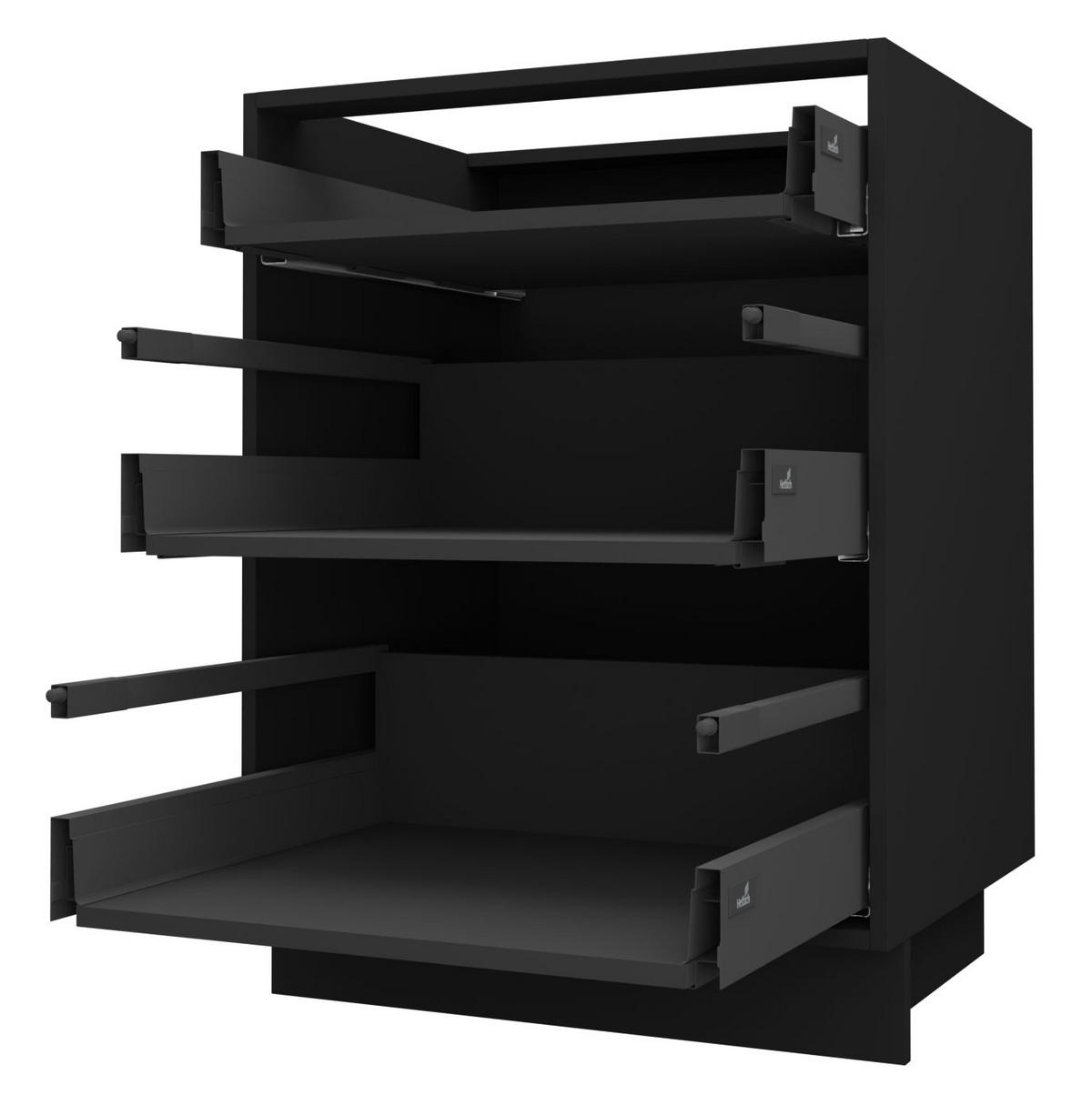 SCHUBLADENUNTERSCHRANK Bari D3/50 Schwarz / RAL 4009 pastellviolett 50 / 50 / 82cm HETTICH Vollauszug - Violett/Schwarz, Holz/Holzwerkstoff (50/82/50cm) - Feldmann-Wohnen