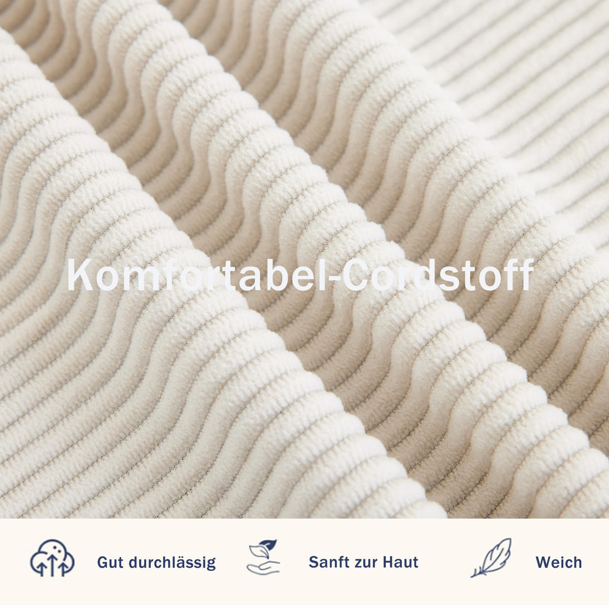 2-SITZER SCHLAFSOFA 2-Sitzer Cord Beige mit 2 Lendenkissen und Magazintaschen - Beige, Holzwerkstoff/Textil (165/67/212cm) - WISHDOR