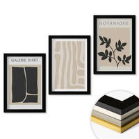 WANDBILDER 3er-Set - 20x30 cm Schwarzer Rahmen - Abstrakte Pflanzenformen - Schwarz, Kunststoff (20/30cm) - ArtPrintCave