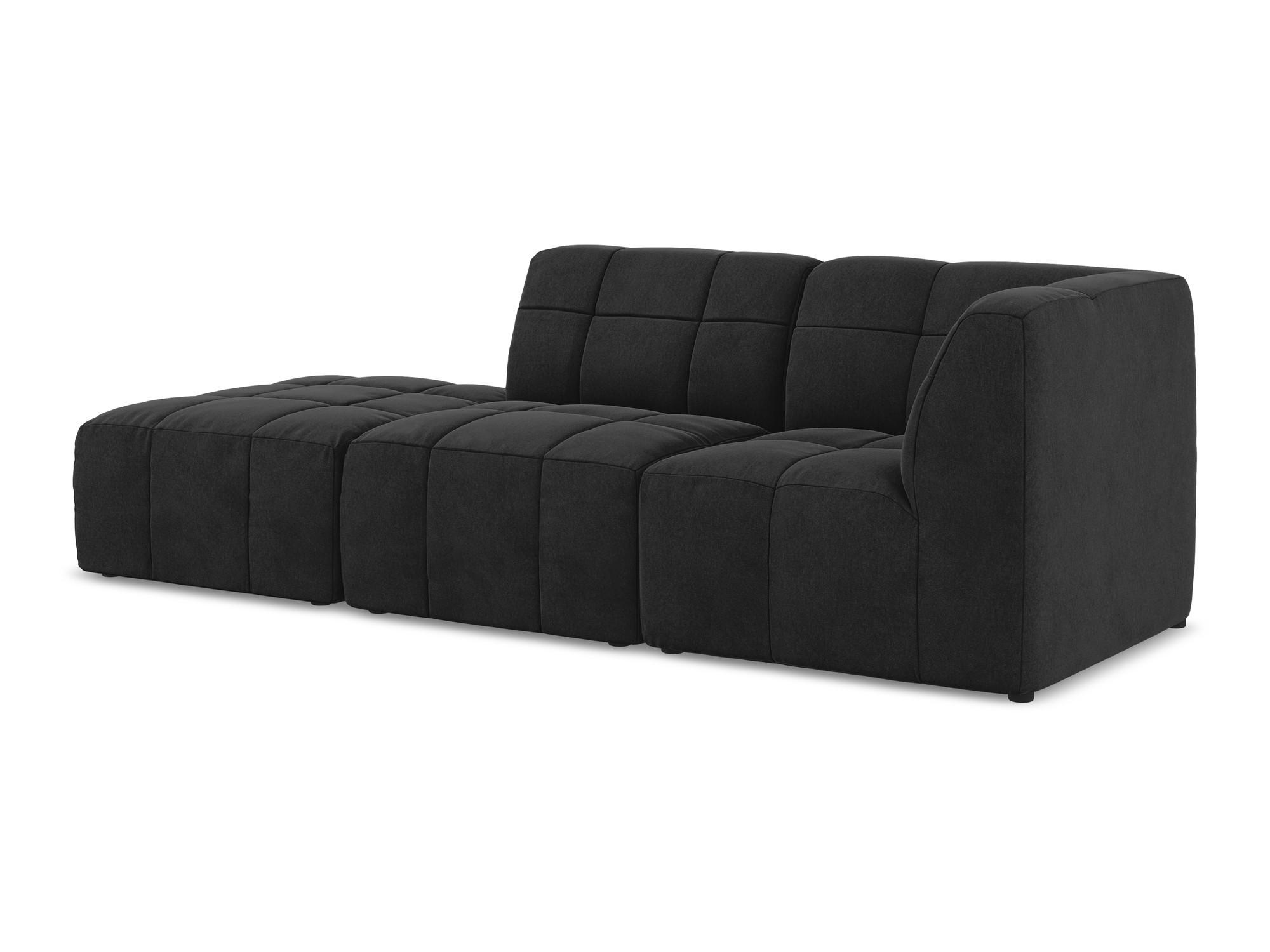 ECKSOFA Links Samt Stoff Schwarz - Schwarz, Holzwerkstoff/Kunststoff (240/90cm) - Makamii