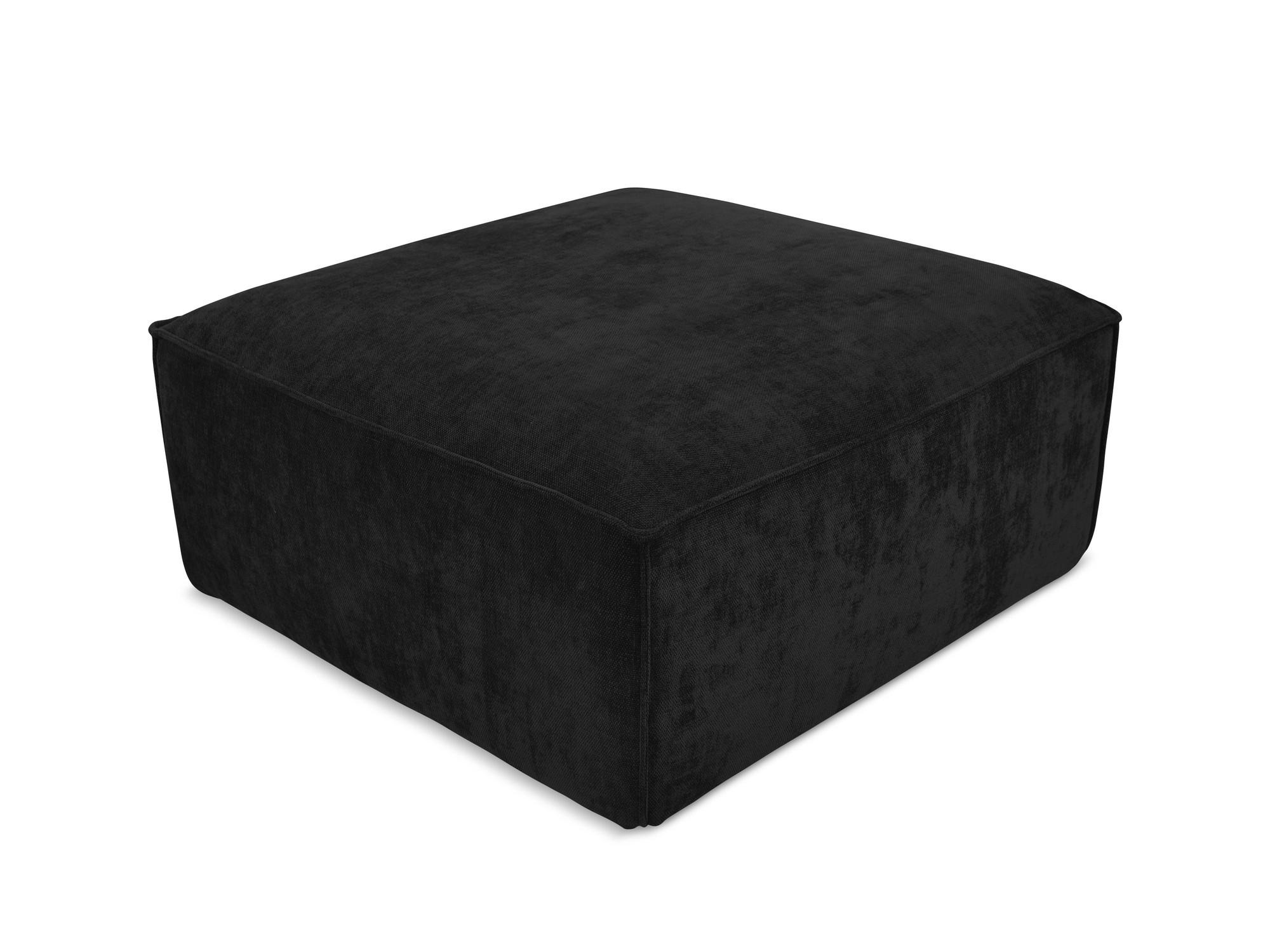 POUF Chenille Stoff Schwarz - Schwarz, Holzwerkstoff/Kunststoff (87/46/87cm) - Makamii
