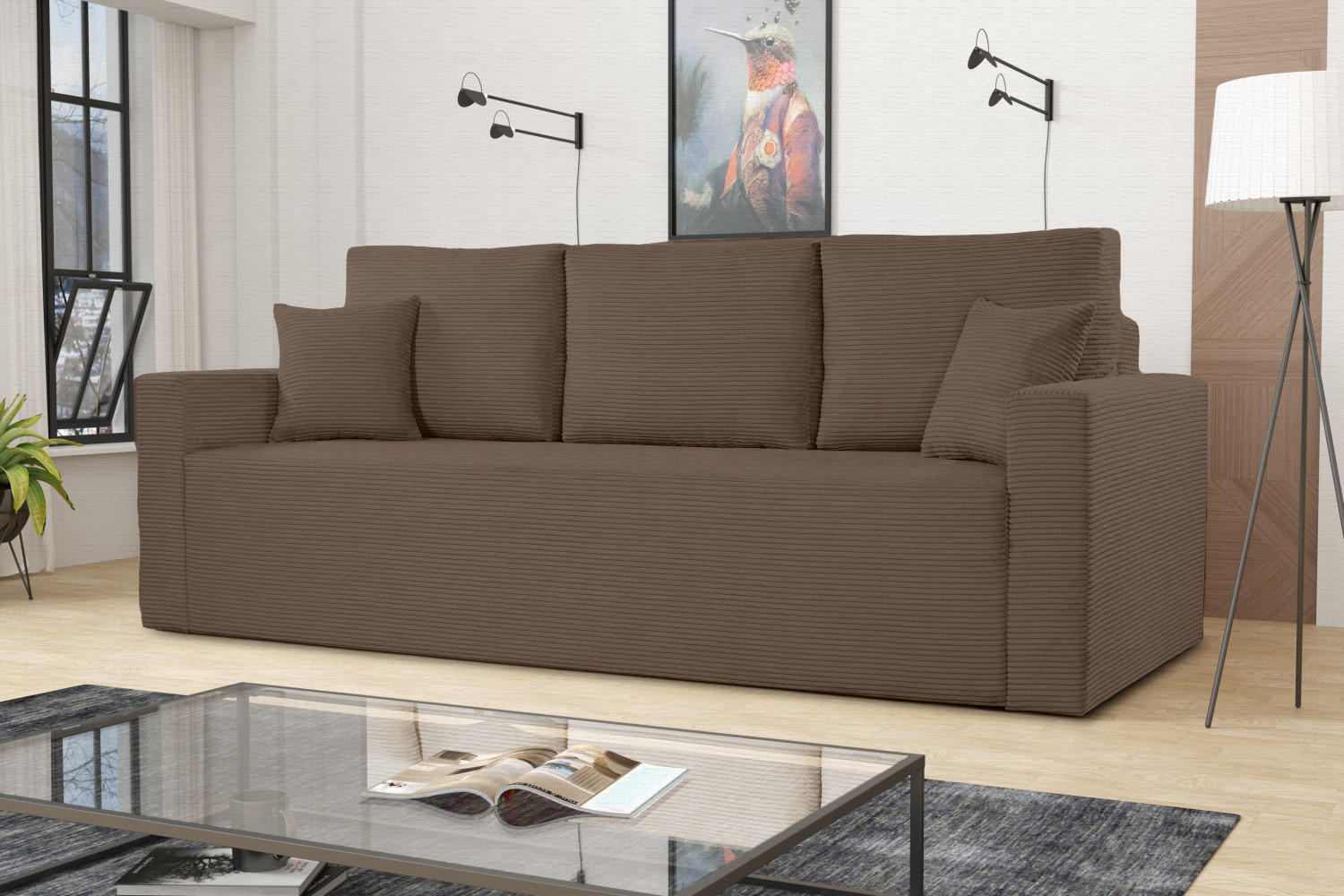 Thumbnail - Kaiser Möbel Schlafsofa, Braun, Textil, Füllung: Komfortschaum,Komfortschaum, einzeln stellbar,Rechteckig, 227x90x92 cm,...