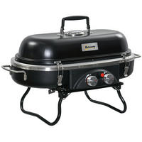 GASGRILL inkl 2 Edelstahl-Brenner - Schwarz, Metall (34.5/37/66cm) - Outsunny