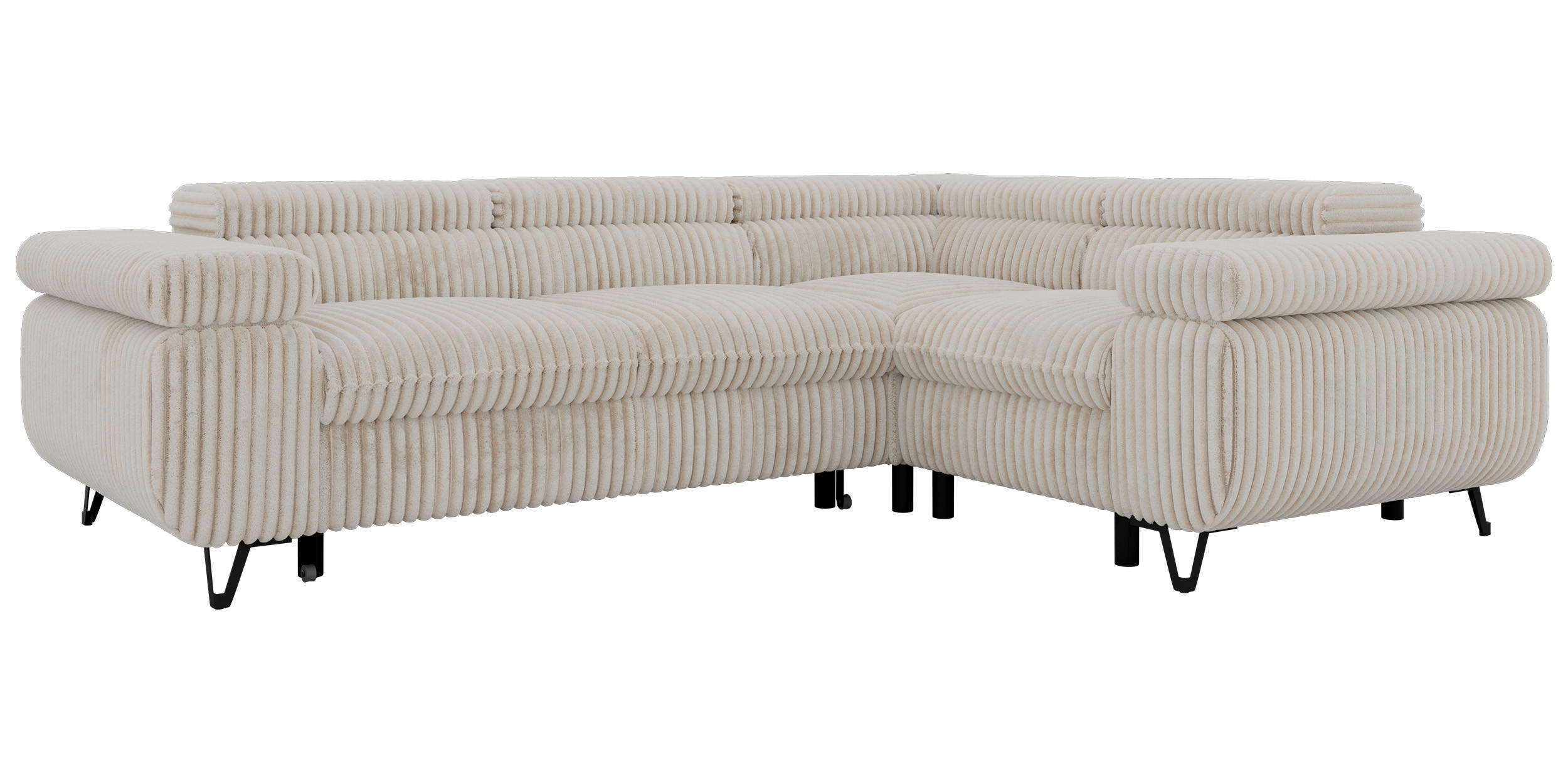 ECKSOFA FALCO L - Beige Cord - Rechts Seite - Beige/Creme, Textil/Metall (268/197cm) - MKS