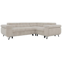 ECKSOFA FALCO L - Beige Cord - Rechts Seite - Beige/Creme, Textil/Metall (268/197cm) - MKS
