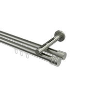 INNENLAUF-GARDINENSTANGEN-SET Siteno Estana 180 cm, 2-läufig, 20 mm Ø Edelstahl-Optik - Edelstahlfarben, Metall (180cm) - INTERDECO