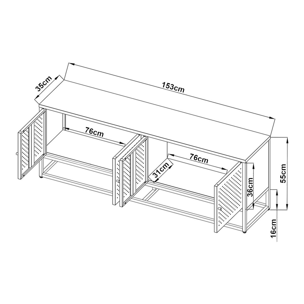 TV-ELEMENT Janakkala - Schwarz, Metall (153/55/35cm) - [en.casa]