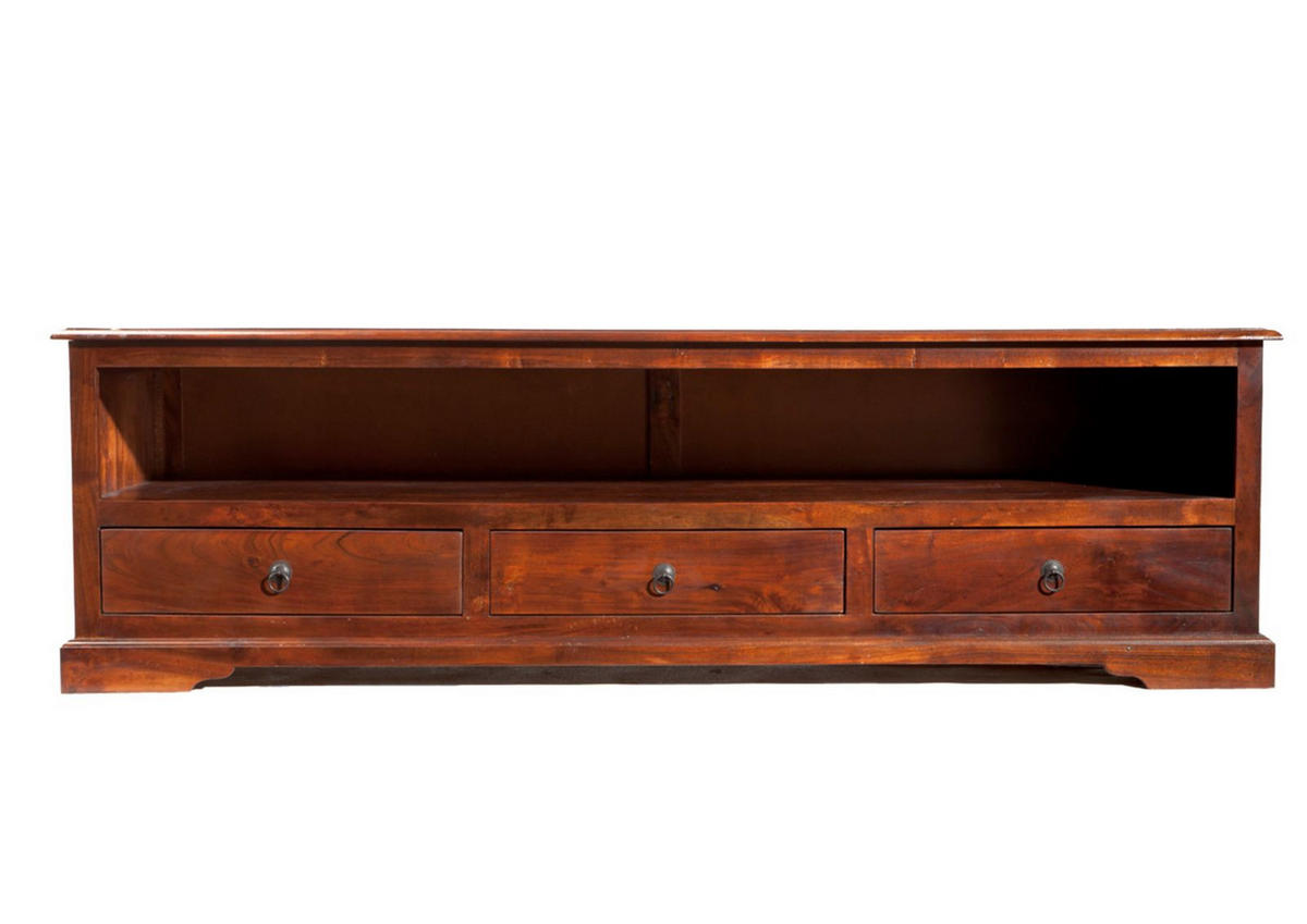 LOWBOARD Akazie 175x50x53 nougat lackiert OXFORD #439 - Dunkelbraun, Holz (175/53/50cm) - Massivmoebel24