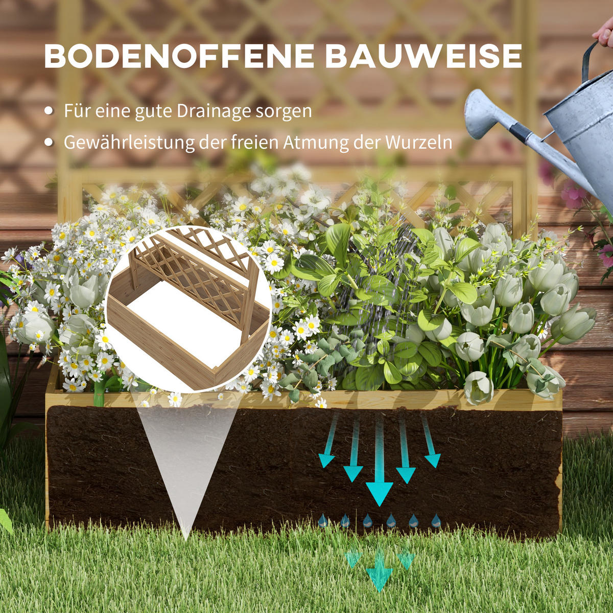 HOCHBEET, Tannenholz, Naturholz - Naturfarben, Holz (55/183/160cm) - Outsunny