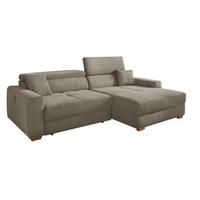 ECKSOFA mit elektrischer Sitztiefenverstellung, Kopflehnen verstellbar, USB-A und USB-C Ladefunktion B277/T187/H109 cm, Cord Braun Taupe / 15401 - Taupe/Eichefarben, Eichenholz/Textil (277/187cm) - luma-home