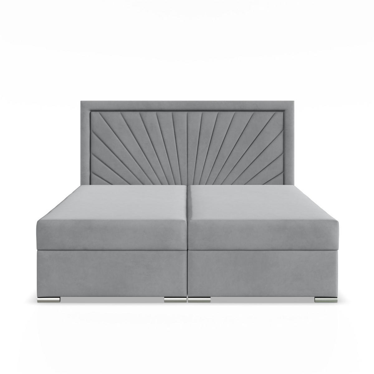 BOXBETT MIT KOPFTEIL 140x200 VICENZA, Grau - Grau, Textil (140/200cm) - Mebligo