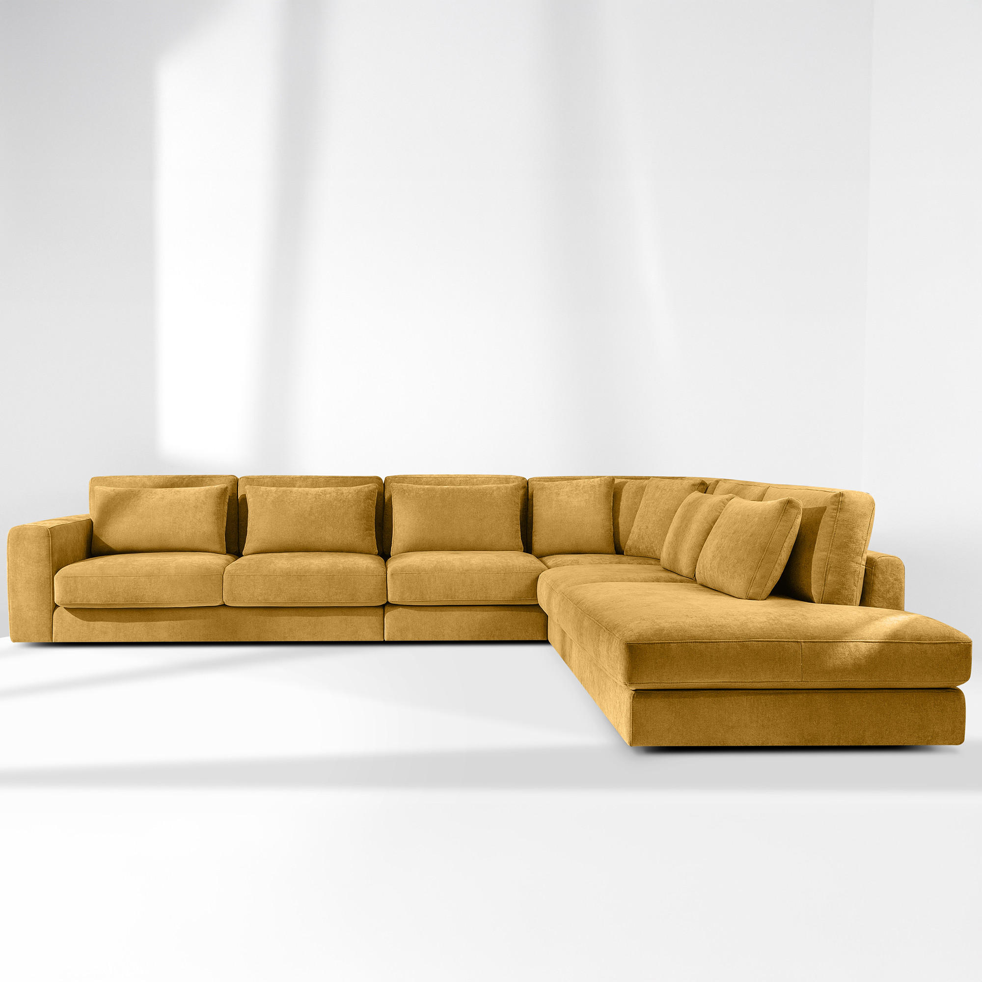 ECKSOFA XL rechts VERUS - Gelb, Holz/Holzwerkstoff (377/328cm) - KONSIMO®