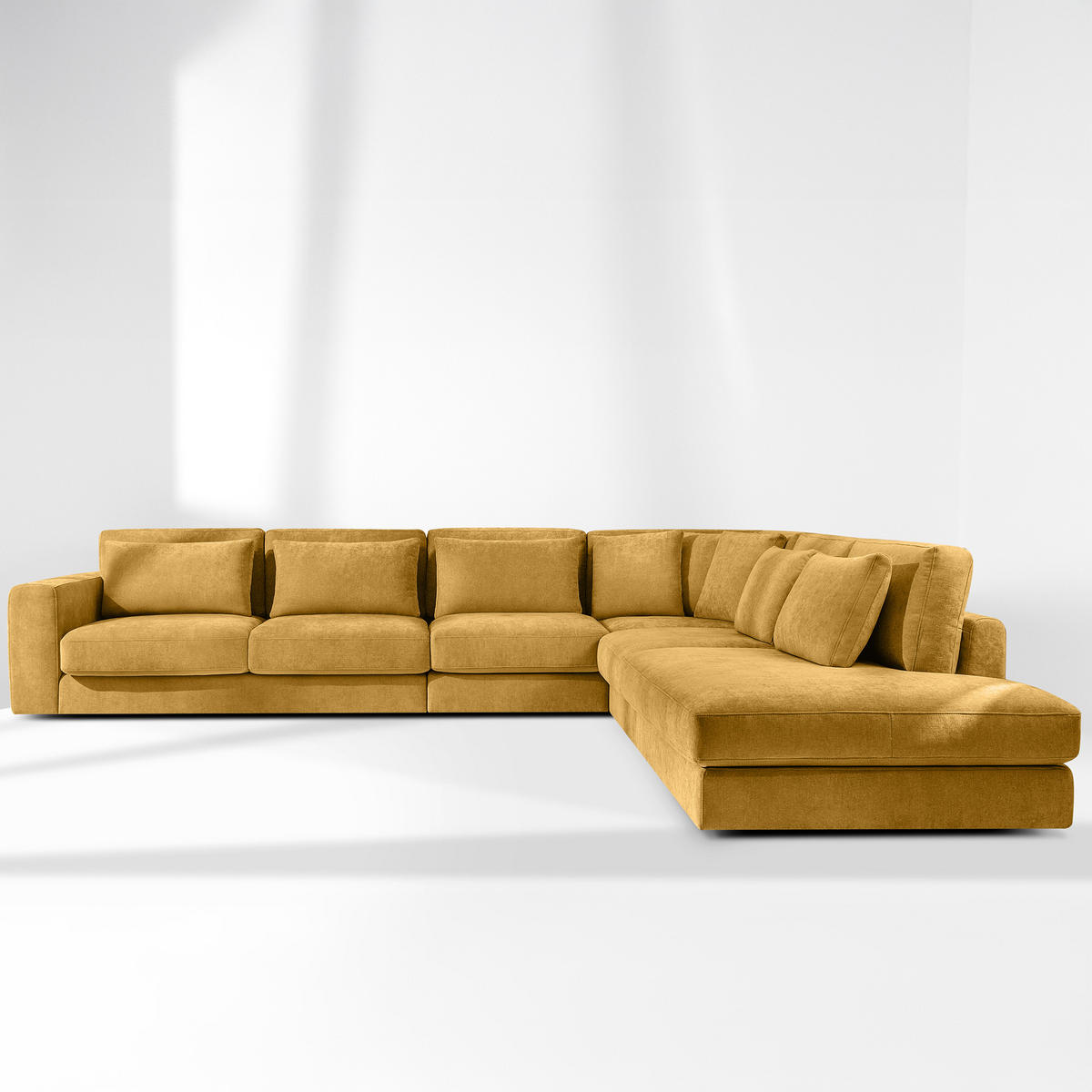 ECKSOFA XL rechts VERUS - Gelb, Holz/Holzwerkstoff (377/328cm) - KONSIMO®
