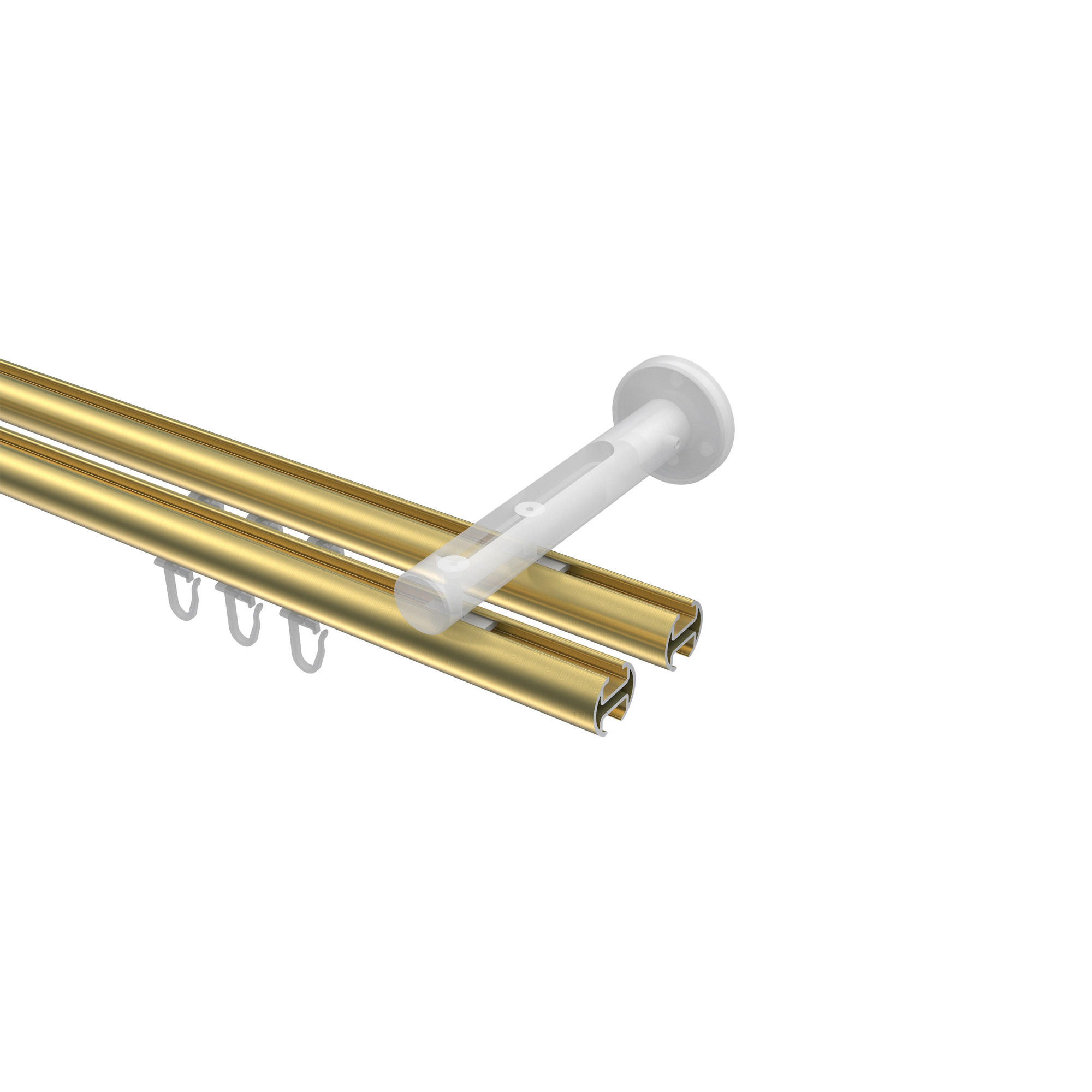 GARDINENSTANGE INNENLAUF Siteno Savio 480 cm (geteilt in 3 x 160 cm), 2-läufig, 20 mm Ø Messing-Optik - Messingfarben, Metall (480cm) - INTERDECO