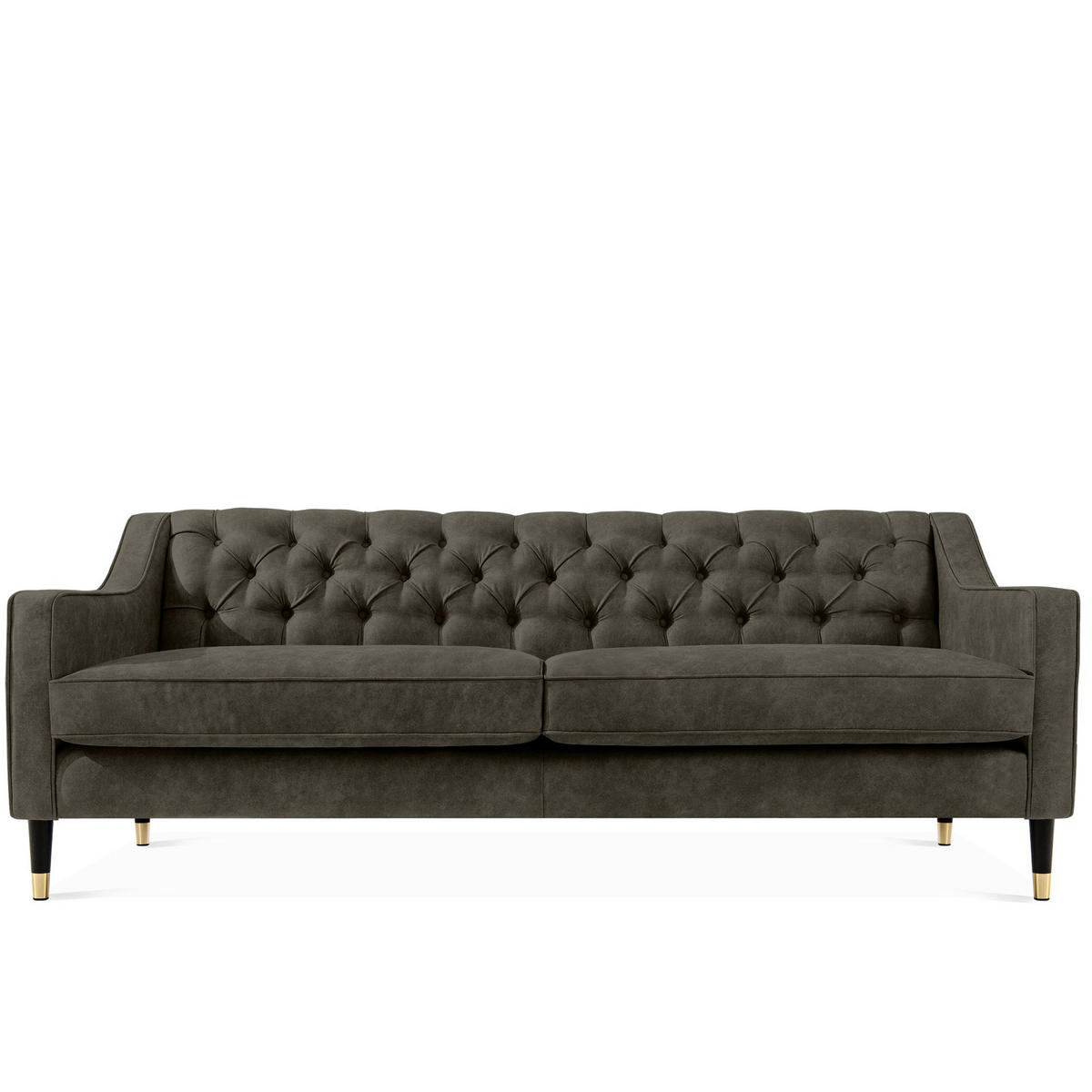 3-SITZER-SOFA NOMUS Velours, gesteppt, Graphit - Wengefarben/Graphitfarben, Holz/Holzwerkstoff (192/78/80cm) - KONSIMO®