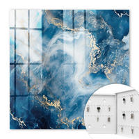 SCHLÜSSELBOX Weiß 30x30 cm – Türöffnung nach rechts - Verträumte Abstraktion - Blau, Metall (30/30/5cm) - TULUP