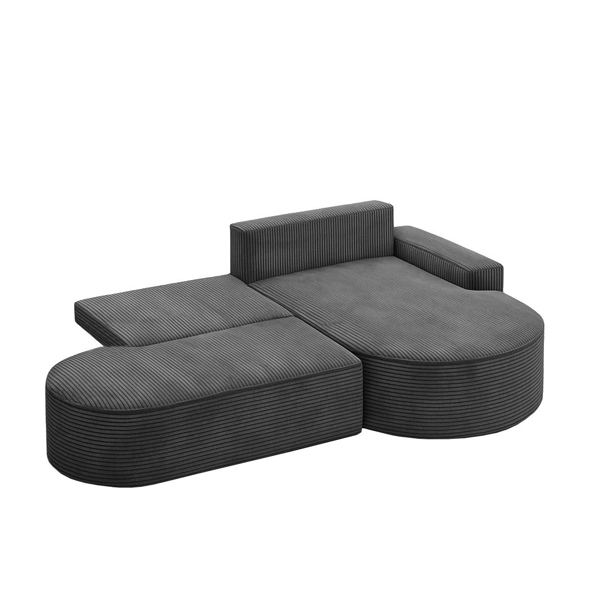 ECKSOFA Modena Pro - Komfort Und Stil Stoff Poso Graphit Rechts - Graphitfarben, Holz (278/179cm) - Kaiser Möbel