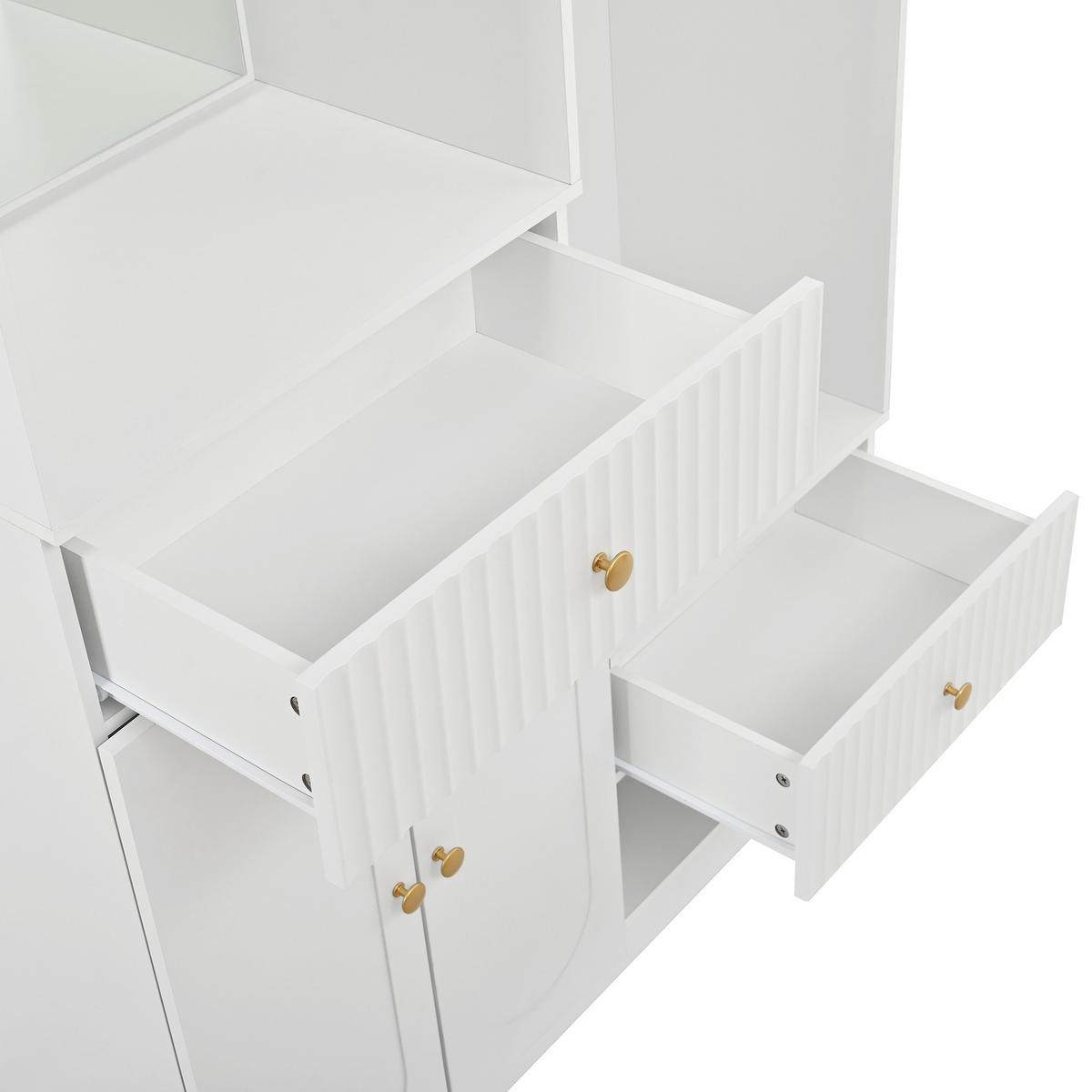 KOMPAKTGARDEROBE Spiegel Schuhschrank Sitzbank Haken LED - Weiß, Holzwerkstoff (100/180/35cm) - FLIEKS