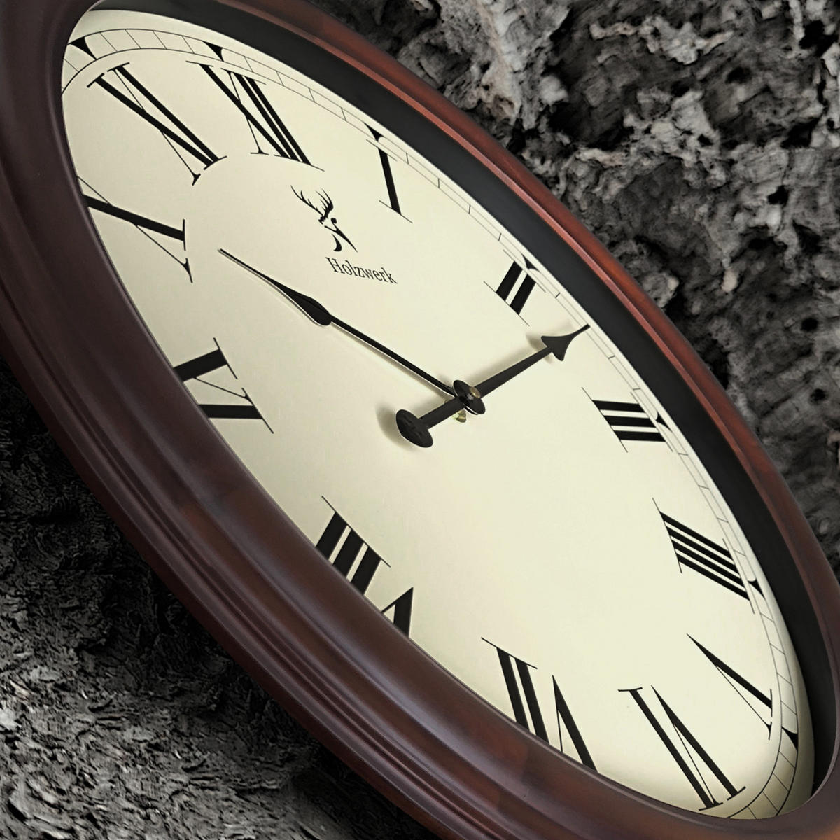 WANDUHR Holz Designer LEBACH Loft Wand Uhr, braun, weiß - Braun, Glas/Holz (60/60/5.5cm) - Holzwerk