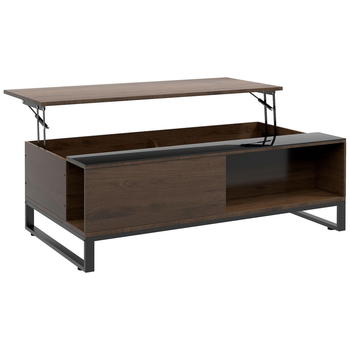 COUCHTISCH Höhenverstellbar, Spanplatte - Walnussfarben, Kunststoff (102/58/35.5cm) - HOMCOM