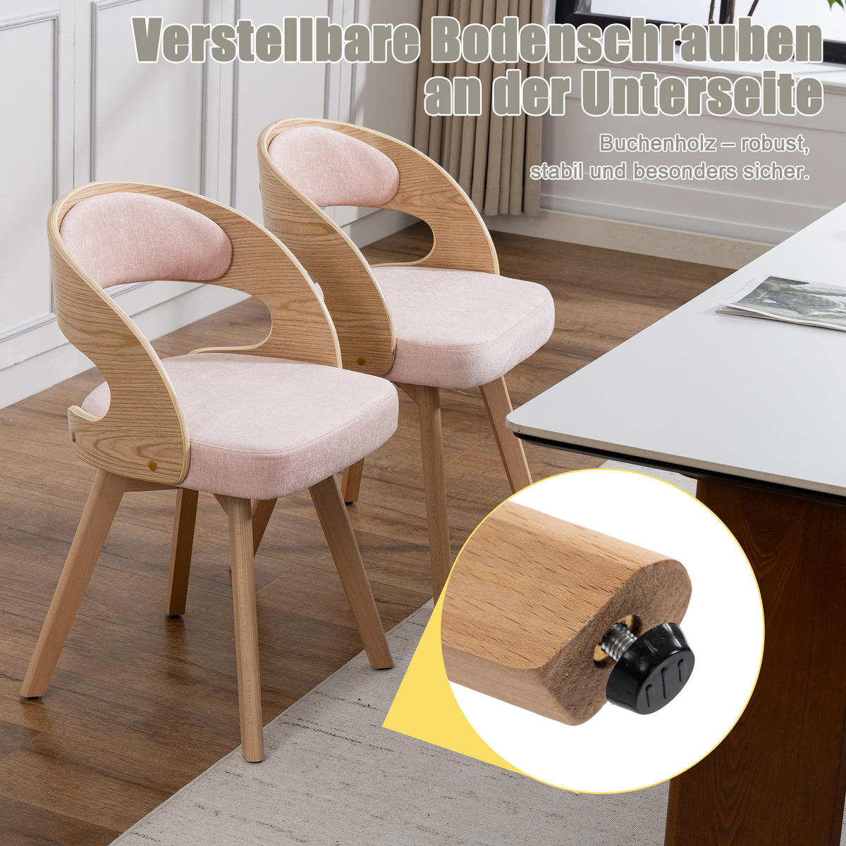 ESSZIMMERSTUHL 2er-Set drehbar mit Leinenkissen, Rosa - Rosa, Textil (41/72/44cm)