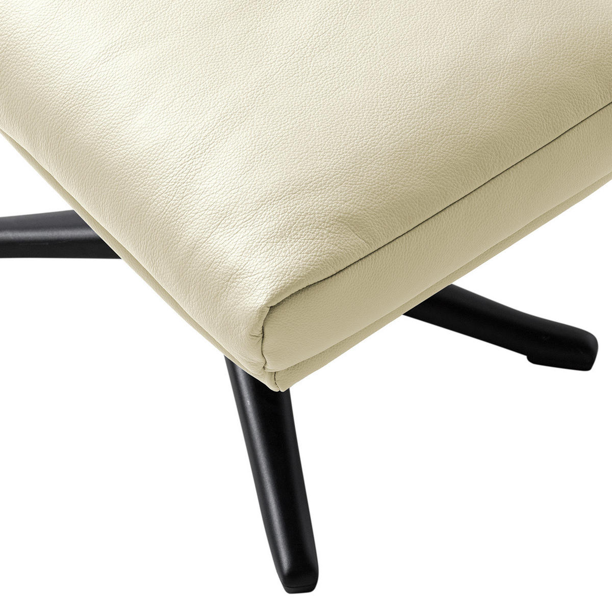 POLSTERHOCKER mit Kreuzfuß - Chromfarben/Weiß, Leder/Metall (51/37/41cm) - home24