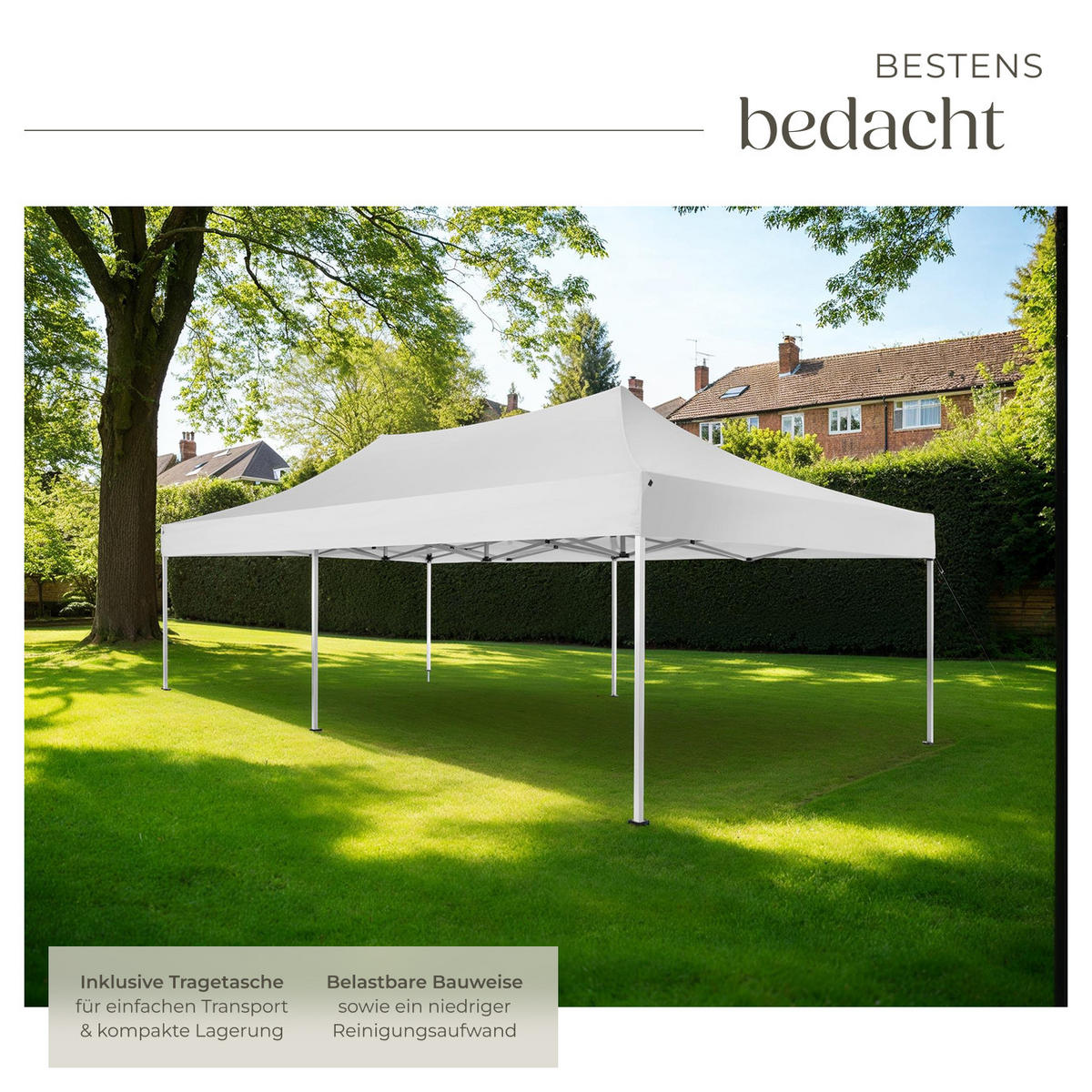 PAVILLON Viola,inklusive Spannseilen, Heringen und Tragetasche,weiß - Weiß, Kunststoff (300/280/600cm) - tectake