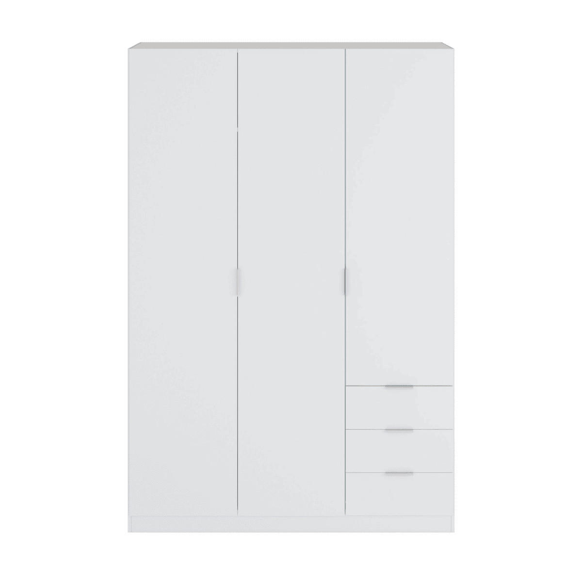 SCHRANK mit 3 Türen und 3 Schubladen, weiß 121/180/52 cm - Weiß, Holzwerkstoff (121/180/54cm) - Calicosy