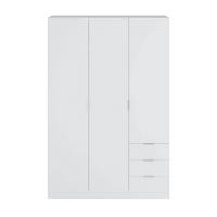 SCHRANK mit 3 Türen und 3 Schubladen, weiß 121/180/52 cm - Weiß, Holzwerkstoff (121/180/54cm) - Calicosy
